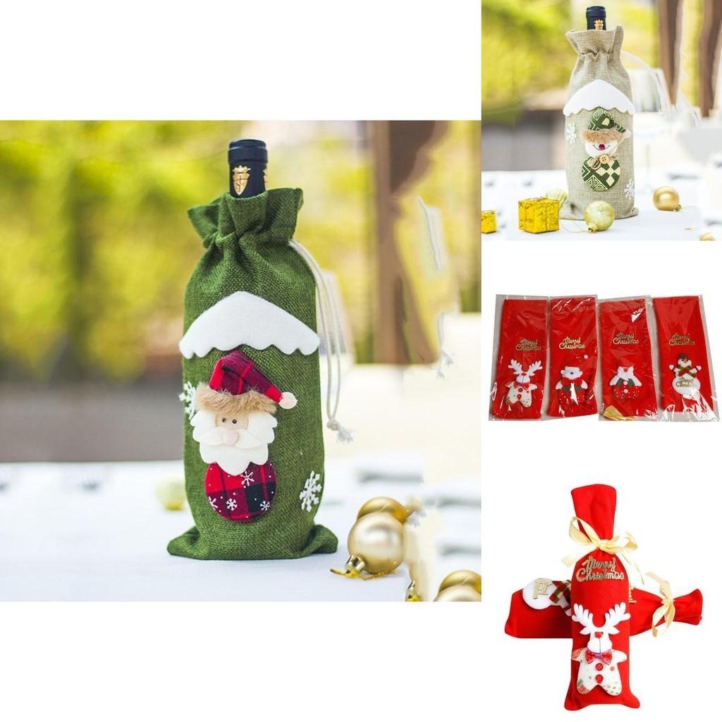 Festive Santa Wine Bottle Bag Cover For Merry Christmas Dinner Party Decor