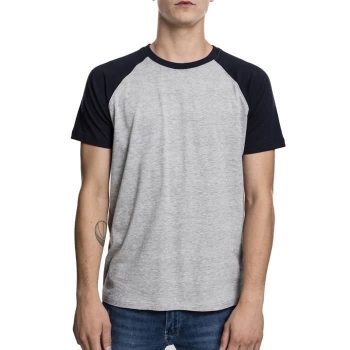 T-shirt Raglan - Urban Classics - Gris/Navy - Manches Courtes - 90% Coton - Regular Fit
