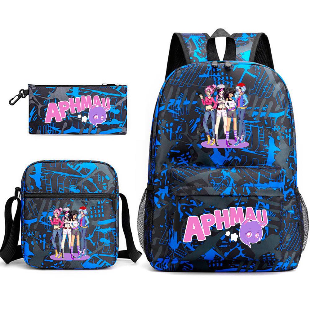 Spielwaren Aphmau Schultasche Cartoon Rucksack Federmäppchen Umhängetasche Dreiteiliges Set