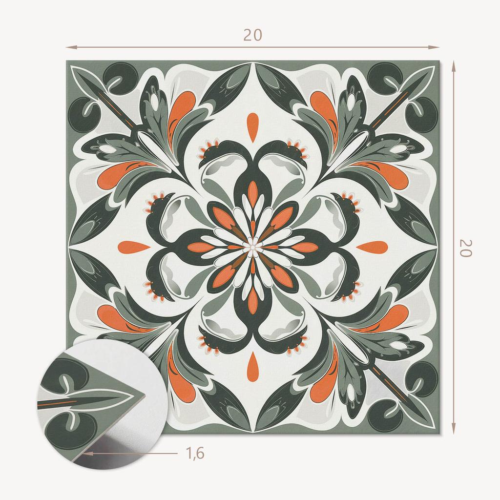 Zestaw Kafelków Winylowych Łatwy Montaż Kwiatowy Wzór Z Liśćmi 20X20X20 Cm