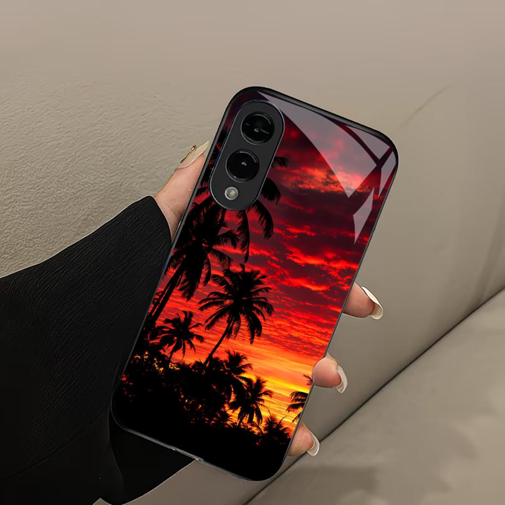 summer Sunset Exquisite luxury High-end PhoneCase Glass PhoneCase for Samsung Galaxy S26 S25 S24 S23 S22 S21 FE,Ultra,Plus