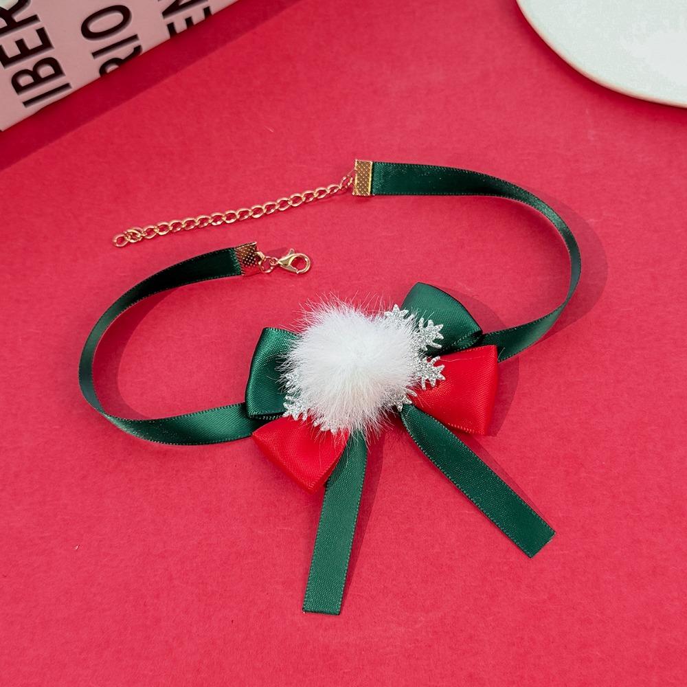 Velvet Bowknot Christmas Choker Plush Xmas Clavicle Chain Jewelry Accessories