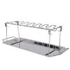 Chicken Leg Grill Rack with Drip Tray Foldable 12 Slots Stainless Steel BBQ Drumstick Holder Stand for Ovens Grills Smoker