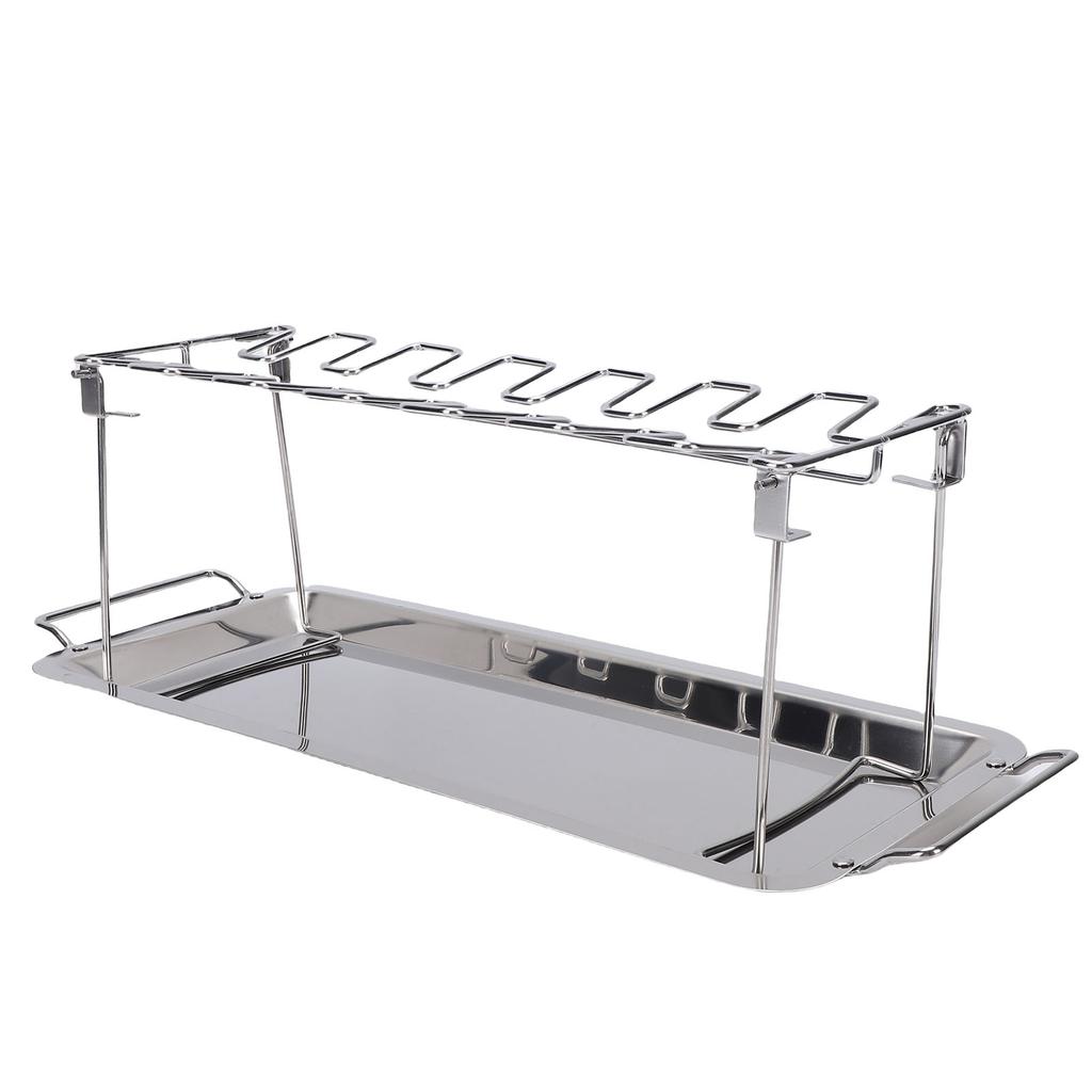 Chicken Leg Grill Rack with Drip Tray Foldable 12 Slots Stainless Steel BBQ Drumstick Holder Stand for Ovens Grills Smoker