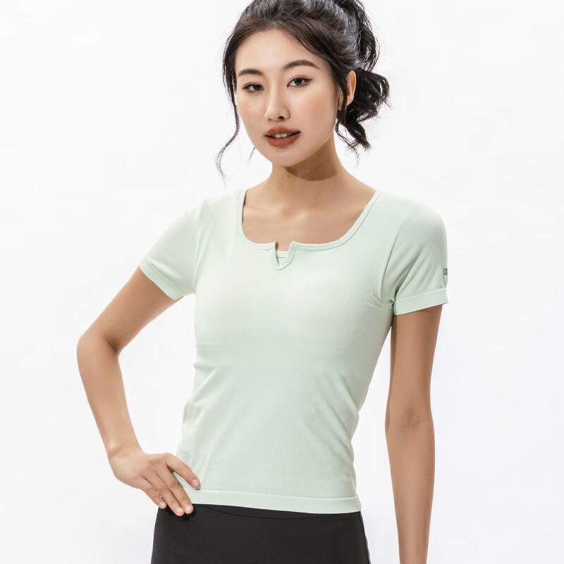 WEZHO Double-Layer Square Collar Yoga Short Sleeve Top