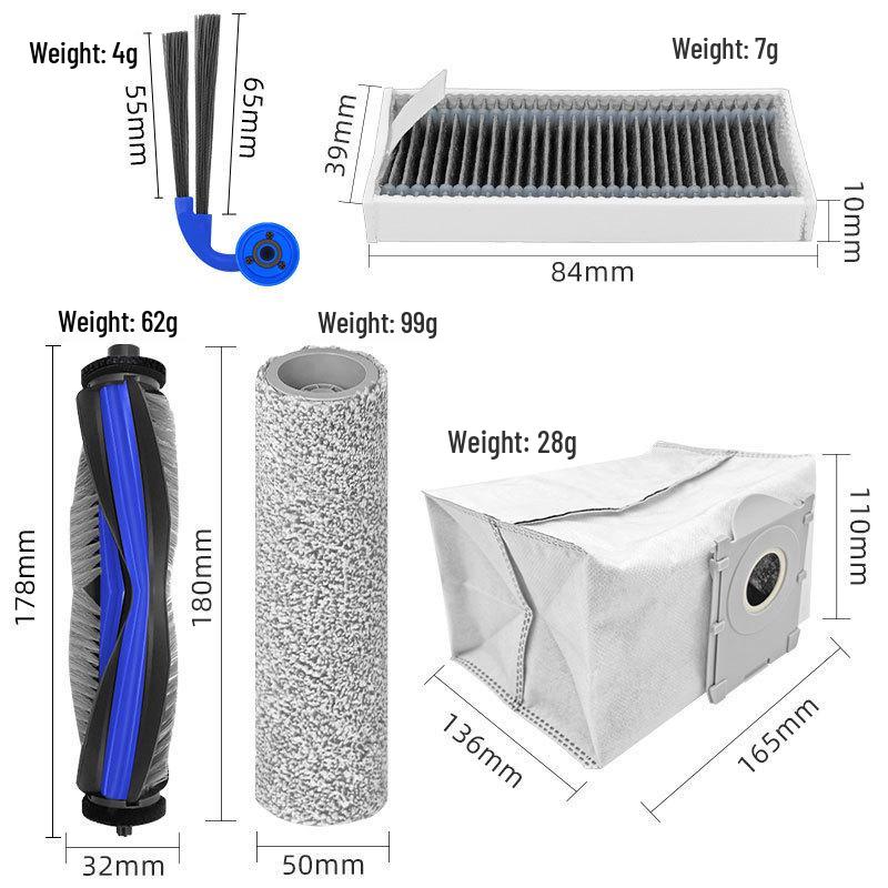 Příslušenství pro zametací robot Ecovacs X11/X11Pro: Prachové sáčky, Mopy, Válečkové a boční kartáče, Filtry.