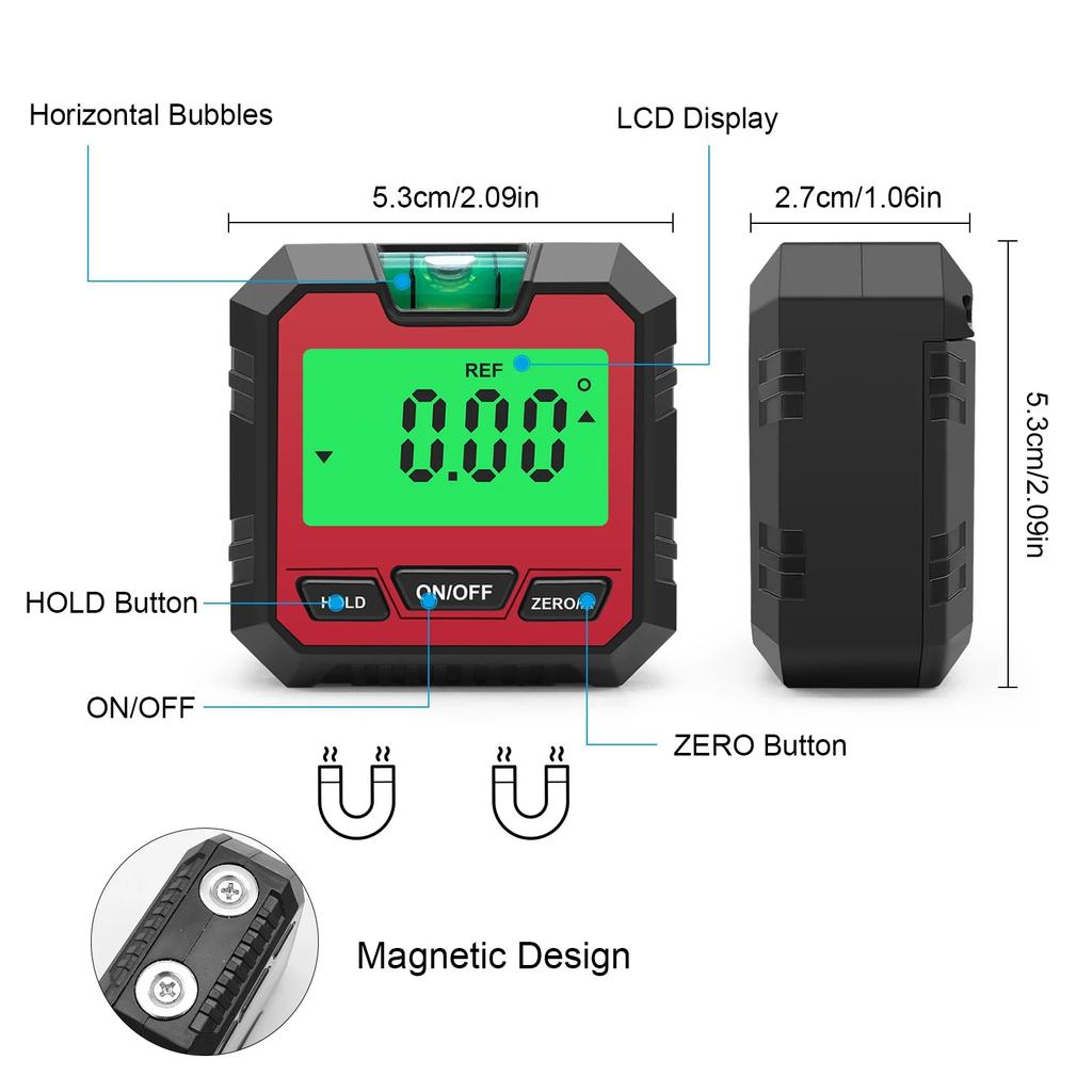 Magnetic Digital Level Box 360 Degree Angle Finder Protractor Inclinometer Goniometer 4x 90 Degree for Precision Measurement