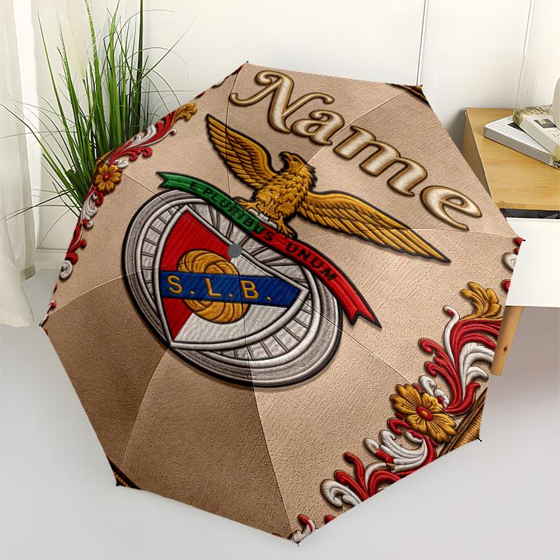 Custom Name Benfica Theme Automatic Umbrella, Lightweight & Portable, 8 Rib, Perfect for Outdoor Travel, Birthdays, Christmas, Gifts.