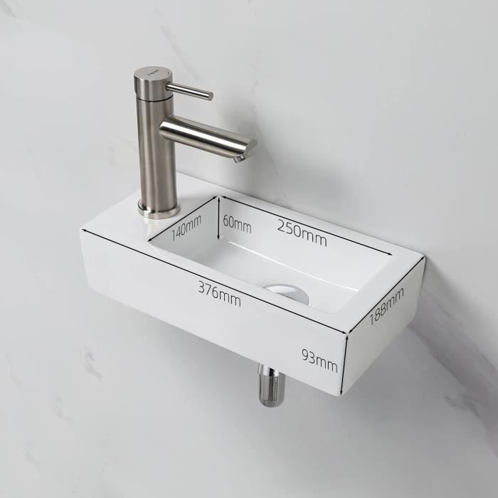 Lavabo - ibergrif - m41102-l - céramique - rectangulaire - suspendu - gain d'espace