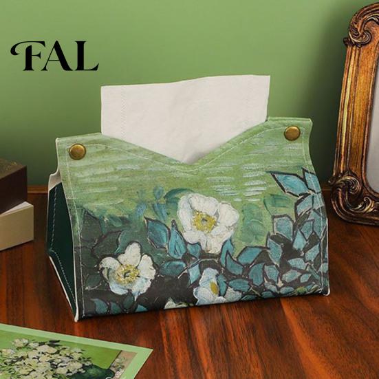Accessorio per fazzoletti per la casa moderna, Copri scatola in pelle PU con motivo Rosa Selvatica/Girasole, Organizer pieghevole da scrivania, Portatovaglioli Multiuso