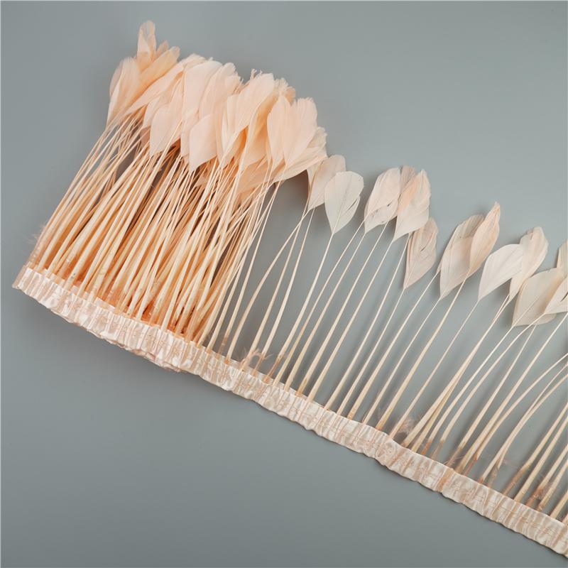 2Yards/Lot Stripped Coque Goose Feather Fringe Trimmings For Needlework And Handicrafts Wedding Decoration Carnival Accessories