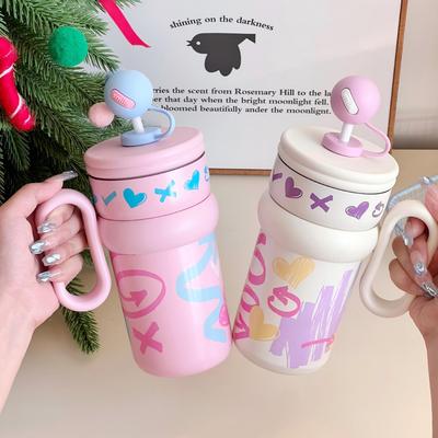 316 Stainless Steel Thermos Cup Girls High Value Desktop Cup Large Capacity Cute Straw Giant Water Cup