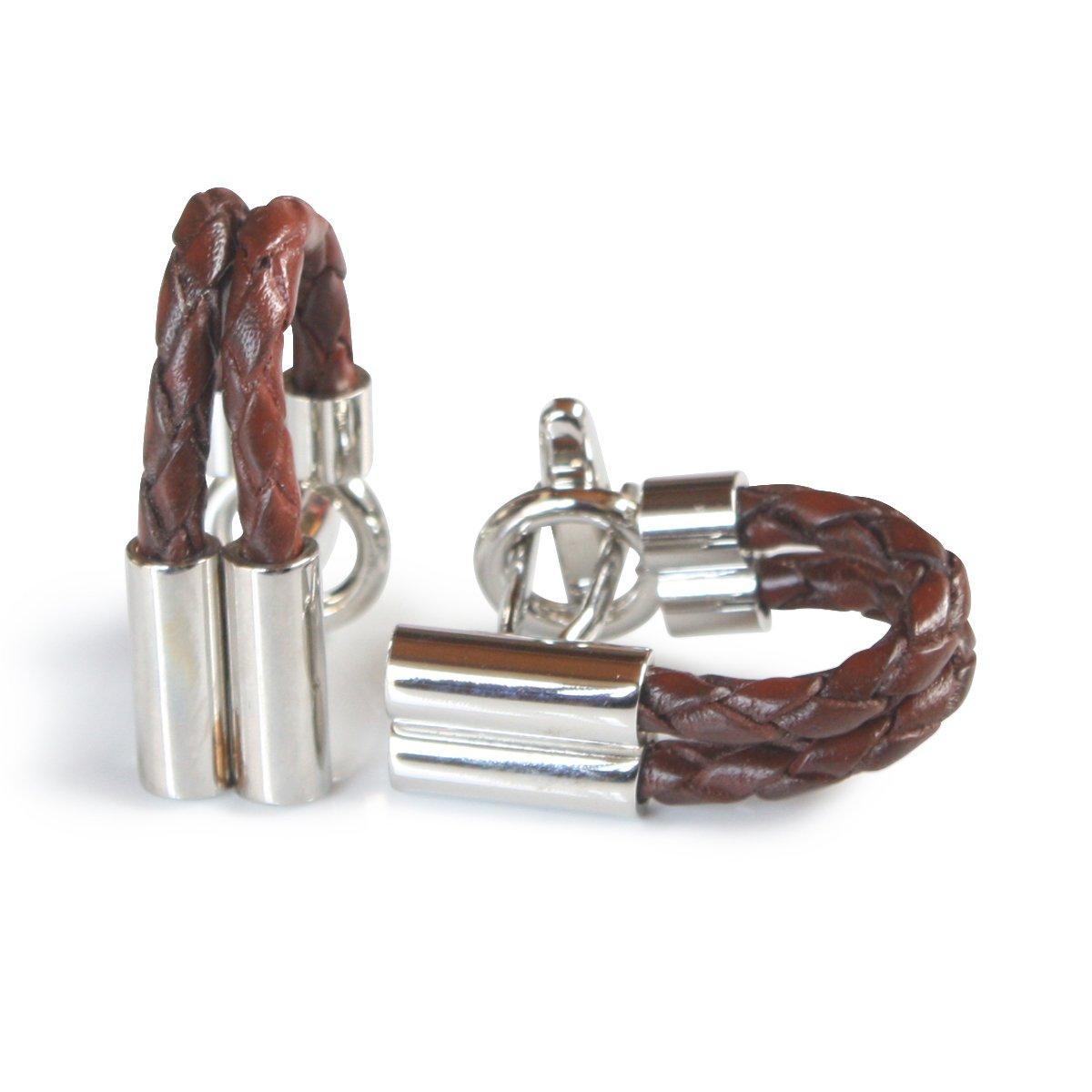 

Kamakura Cufflinks Workshop Dark Brown Leather Braided Cufflinks bc022-a-2