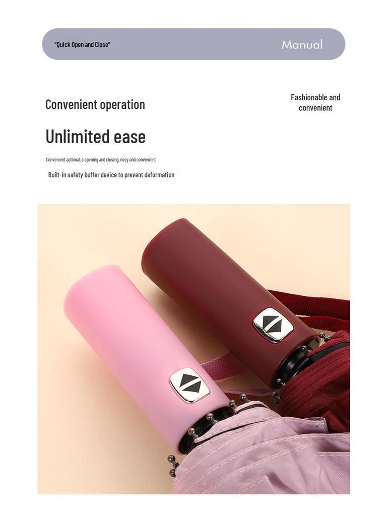 24-Rib Reinforced Automatic Folding Umbrella with UV Protection