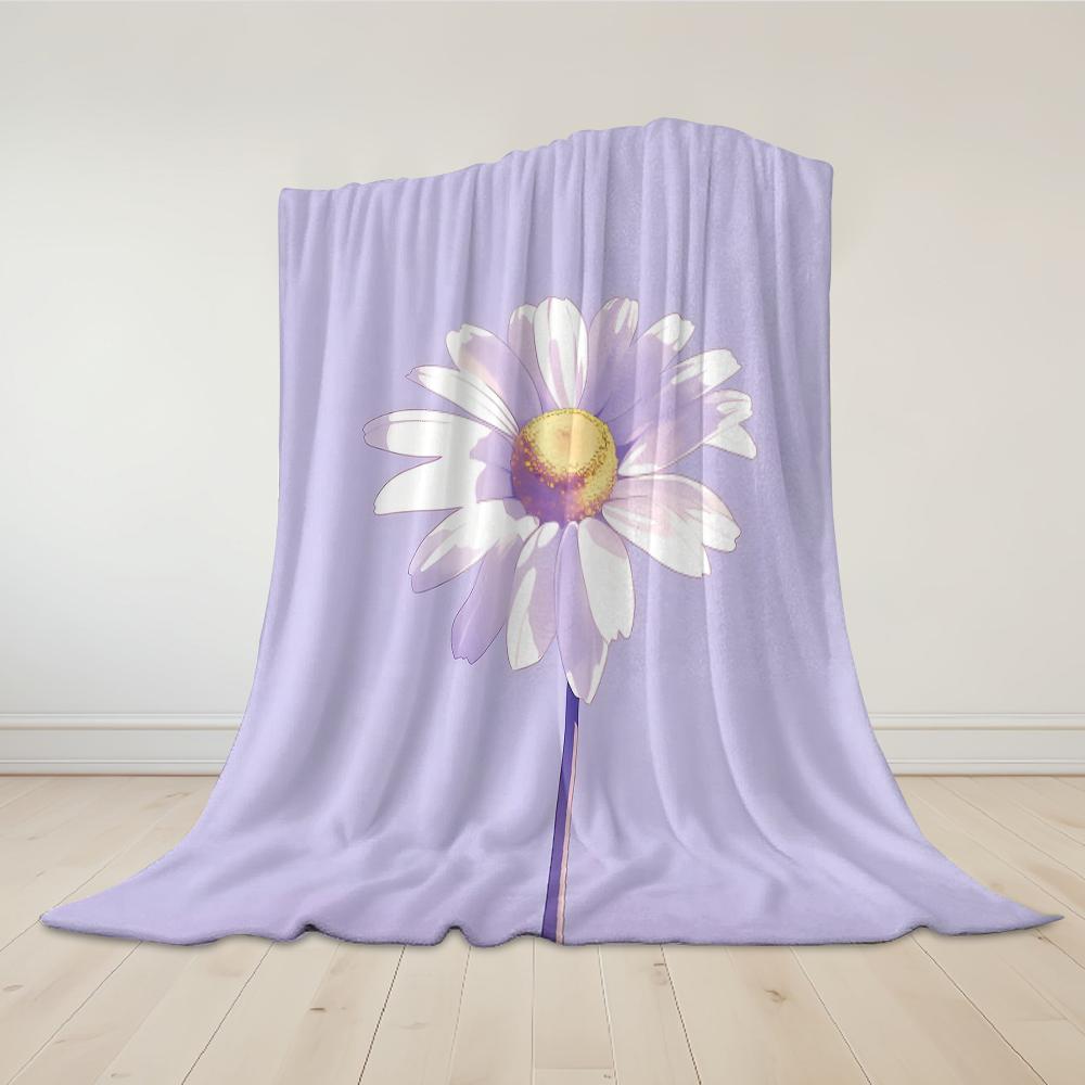 Lavender Daisy Glow Flannel Blanket Warm Soft Halloween Christmas Couch Warm Cozy Decorative Decor Gift for All Season