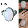 Fashion Women Super Shining Oval Shape Artificial Opal Ring Finger Jewelry Gift