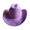 Cow Head Belt Suede Leather 7.5Cm Western Cowboy Fedora Hat Women'S Men'S Church Jazz Hat Fashion Travel Party Hat Denim Hat