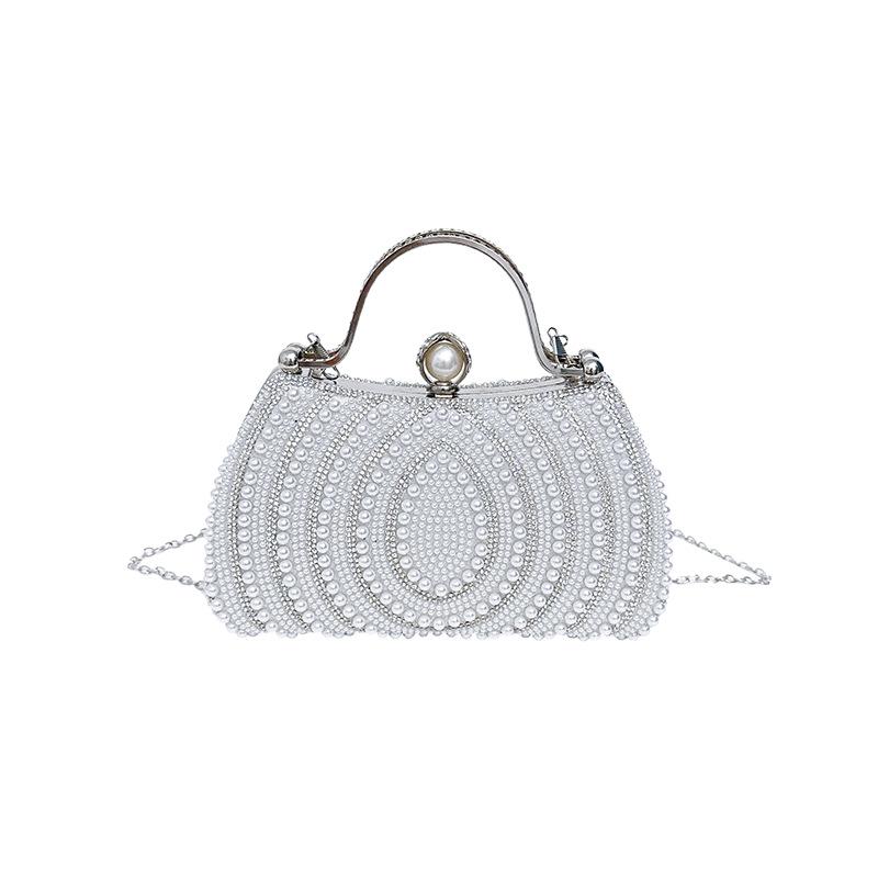 Women's Chain Shoulder Bag – Pearl Evening Clutch, Fashion Crossbody Purse, Elegant Handbag for Party, Wedding, Prom
