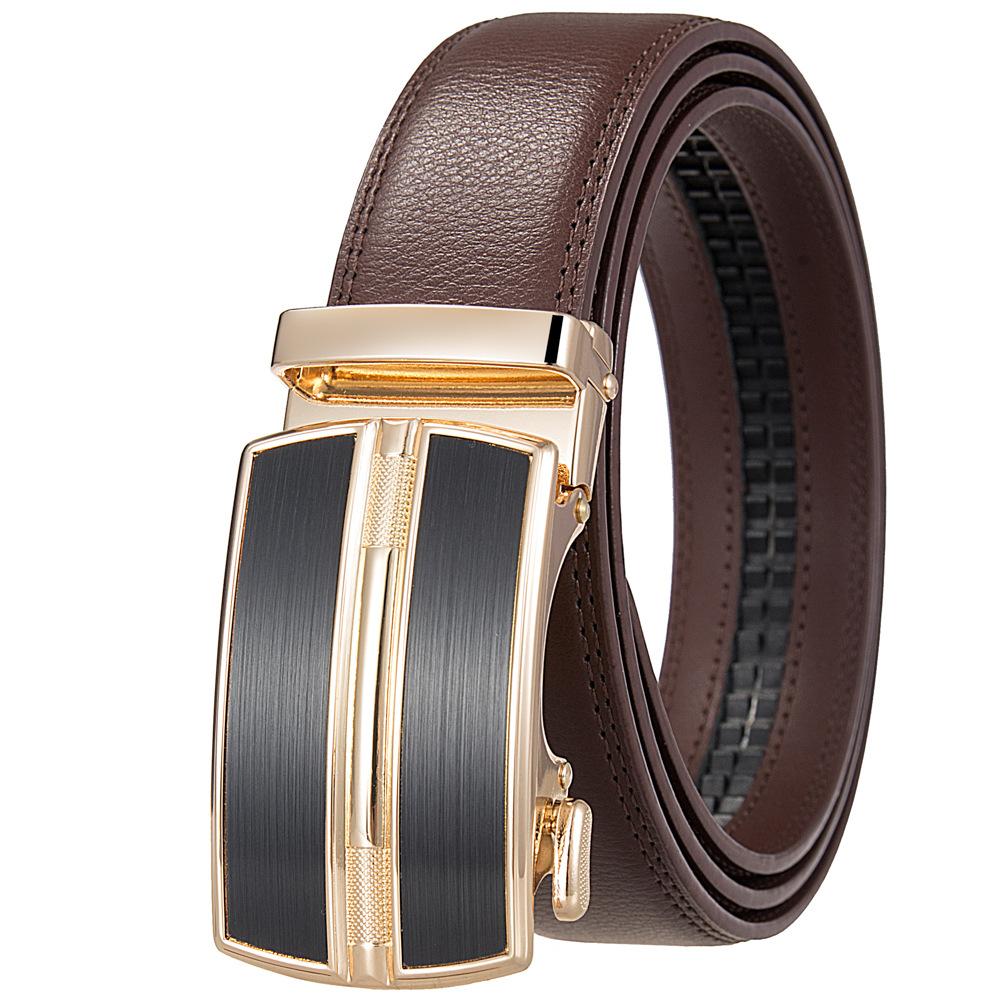 

Мужской кожаный ремень с храповым механизмом, крутой и стильный, регулируемая автоматическая квадратная сплавная пряжка, автоматический кожаный ремень с пряжкой, повседневный деловой 110-130cm