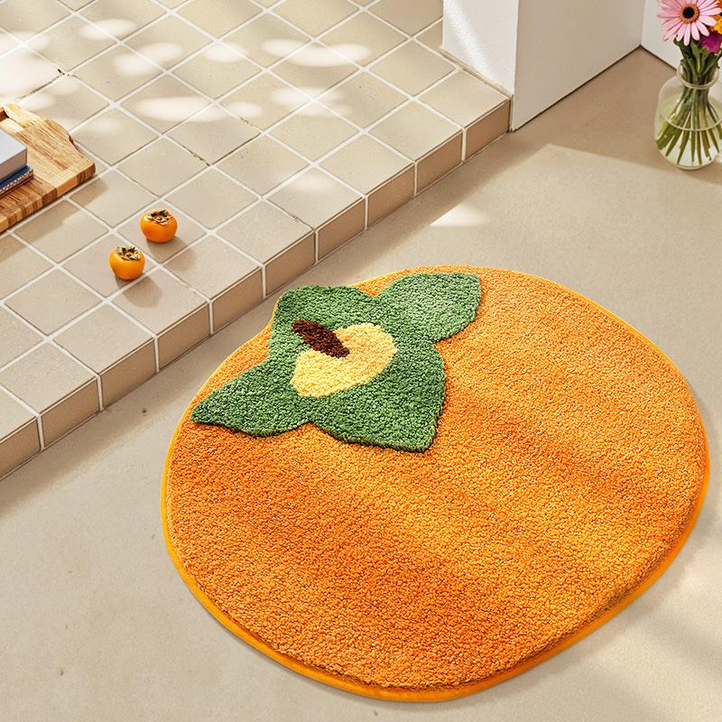 2026 Simple Fruit Bathroom Floor Mat Toilet Semicircular Absorbent Carpet Toilet Non-slip Mat Door Mat