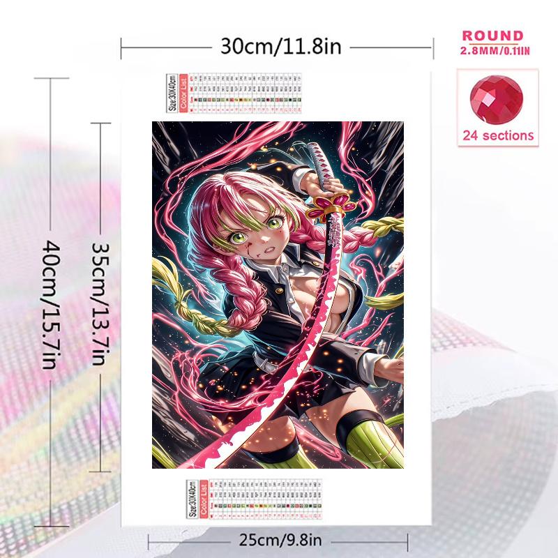Demon Slayer 100% Round Full Drill 5D DIY Diamond Painting Embroidery Cross Stitch Rhinestone Decor