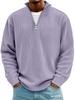 Fall Winter Men's Stand Collar Zip Corduroy Long Sleeve Polo Shirt Retro Casual Pullover