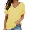 Sommer Tops V-ausschnitt Lose Top Einfarbig Casual Kurzarm T-shirt frauen Kleidung