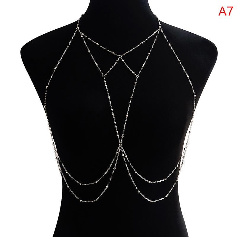 Cross Chest Breast Belly Body Chain Necklace For Women Girls Bra Wedding Sexy Ball Body Jewelry Prom Party Deco Accessories