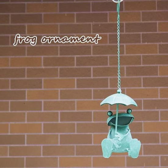 Murataya Sangyo Hanging Frog Umbrella 11 x 11 x 16 4876 Figurine, Approx. cm, Green,