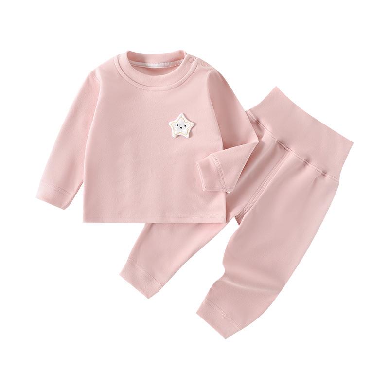 High-Waisted Baby Plush Long Johns Set - Warm Autumn/Winter Underwear for Boys & Girls