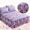3pc Tropical Floral Bed Skirt Set Includes 1Non-slip Lace Bed Skirt And 2 Decorative Pillowcases All-season Polyester Bedding Ruffles Machine Washable