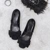 Sheepskin~ bow leather shoes Mary Jane shoes women's beautiful versatile small heels thick heel single shoes ladyshoes