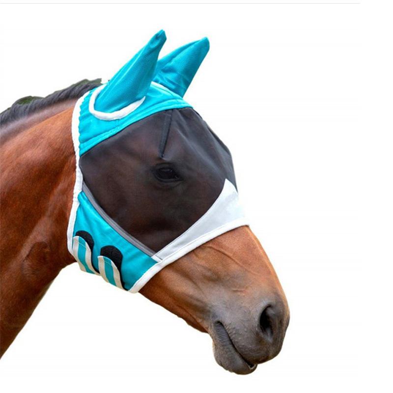 Atmungsaktive Pferde-Gesichtsmaske Anti-Mücke Anti-Biss Fliegen Reitmasken Sommer Reitsportzubehör Augen-Nasen-Schutz Netz Weiches Netz Pferde-Pflegeausrüstung
