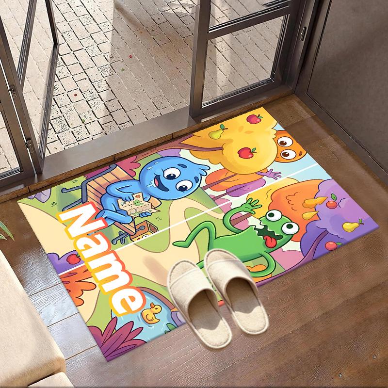 Custom Name Personalized Game Rainbow Friends Print Carpet, Versatile Home Decor Rug, for Playroom, Apartment, Balcony, Entryway, Hallway Gift
