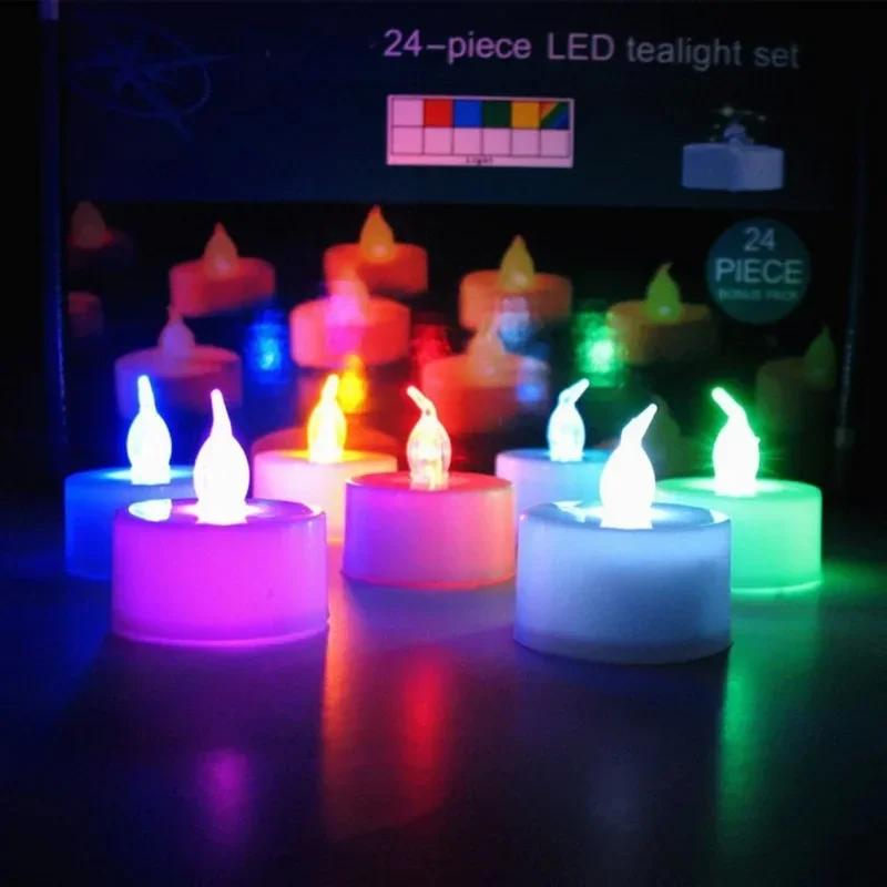 6 Piece Set Candles LED Candle Light Color Battery Powered Flameless Cup Simulation Wedding Birthday Party Home Lighting Lights