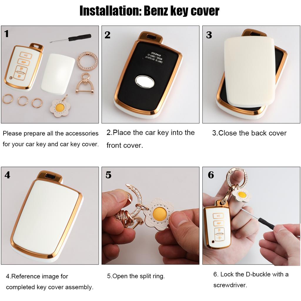 Tpu Key Fob Cover Gold Trim Case Fits For 2012- Toyota Avalon Camry Corolla Highlander Rav4