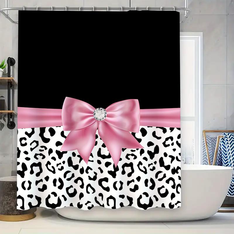 

Blue Watercolor Flower Shower Curtain, Modern Rustic Bath Decor Set Pink Background With Brown Leaves, 72X84 Inches For Bathroom W60H190(CM)-1 Pcs