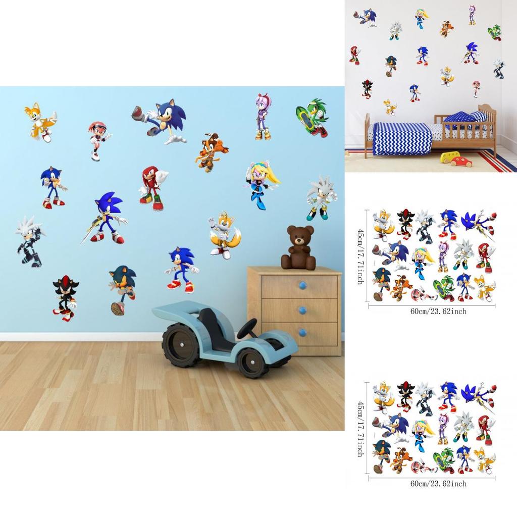 Sonic Pattern Self Adhesive Wall Sticker Background Decor For Kids Room Living Room Bedroom And Hallway