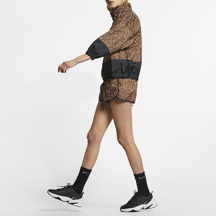 Nike Womens Training Series Logo Leopard Print Drawstring Moisture-Wicking Breathable Sports Shorts Women Shorts Brown CD3686-754