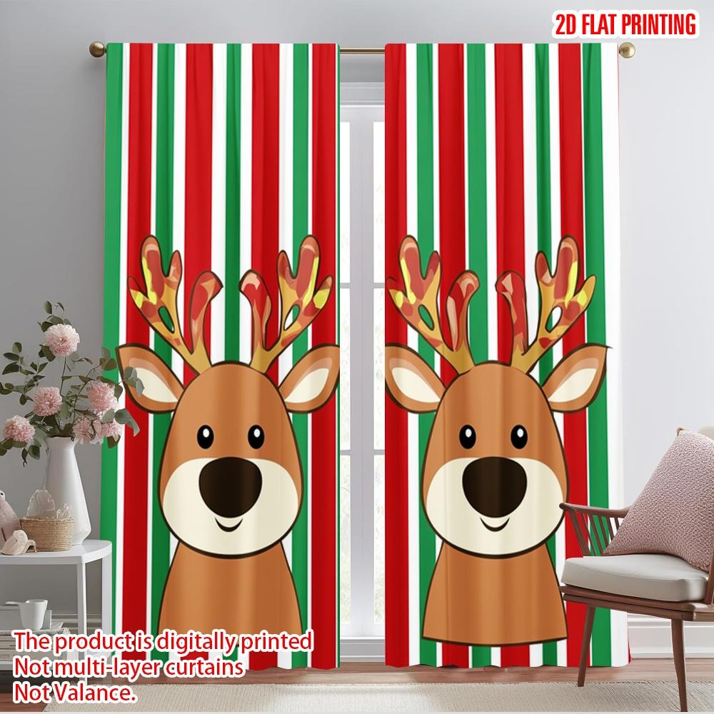

2pcs,2D plane printing Curtains Cute Reindeer Christmas Festive (2) Versatile Fabric (without rod) Art Deco Festive Perfect for 52.50×116.00 CM 2pcs