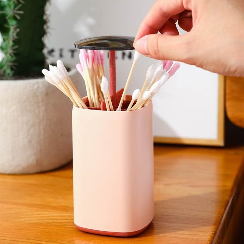 Automatic Push-type Toothpick Box, Dual-purpose Compartmentalized Storage Tube, Four-compartment Toothpick Can