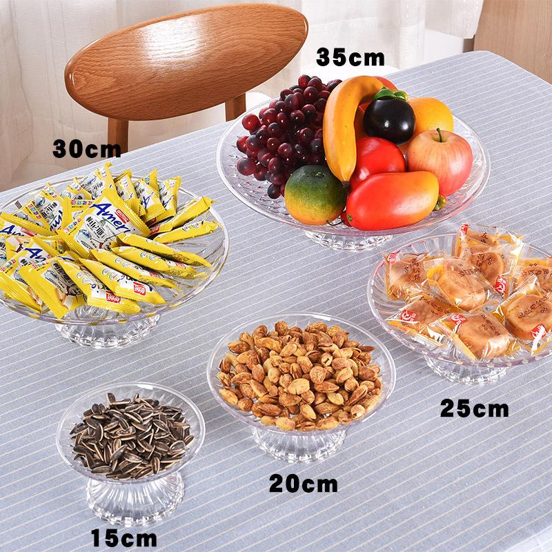 Acrylic Clear Serving Plates Fruit Dessert Salad Tray Cupcake Display Stand Round Dinner Plate Kitchen Supplies