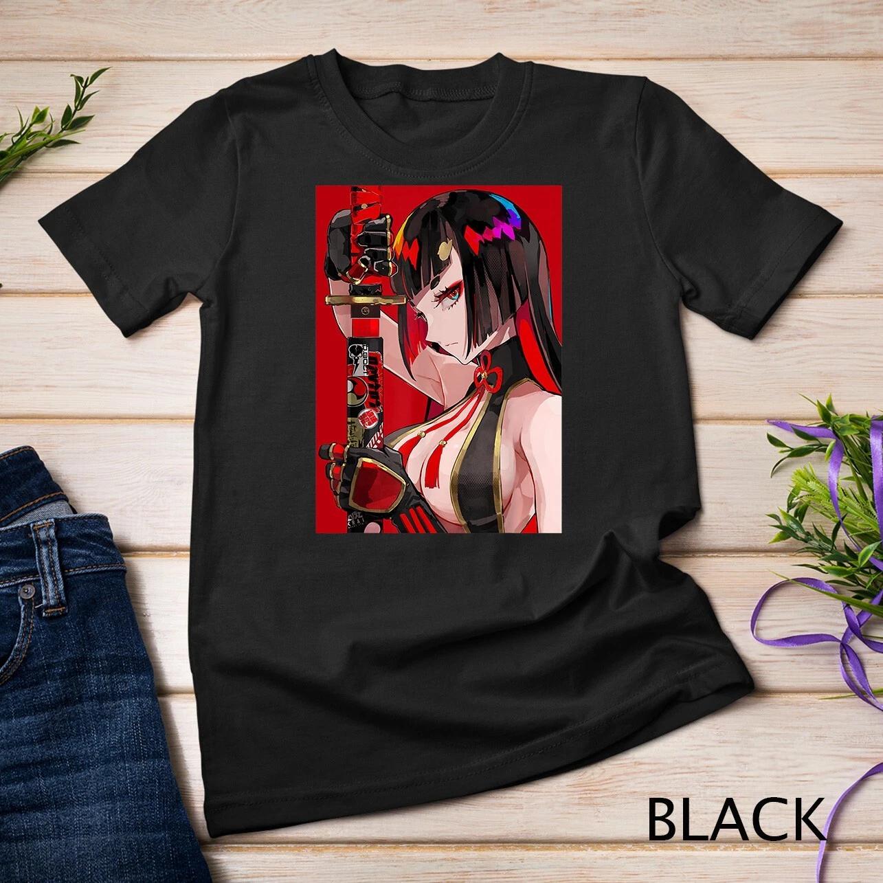 Anime Girl Samurai Waifu Japanese Aesthetic Otaku Kawaii T-Shirt Unisex T-shirt 1 S