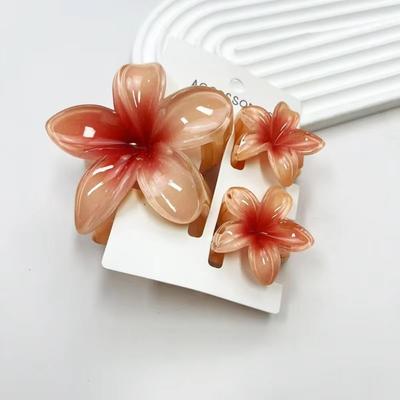 3Pcs/Set New Gradient Hair Claws Plumeria Flower Sweet Flower Hawaiian Flower Hair Clip Clamp Acrylic Hair Clips Summer