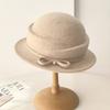 New 100% Wool Hat Bell Hat Women's French Elegant Retro Hepburn Autumn and Winter Celebrity Pearl Wool Felt Bucket Hat