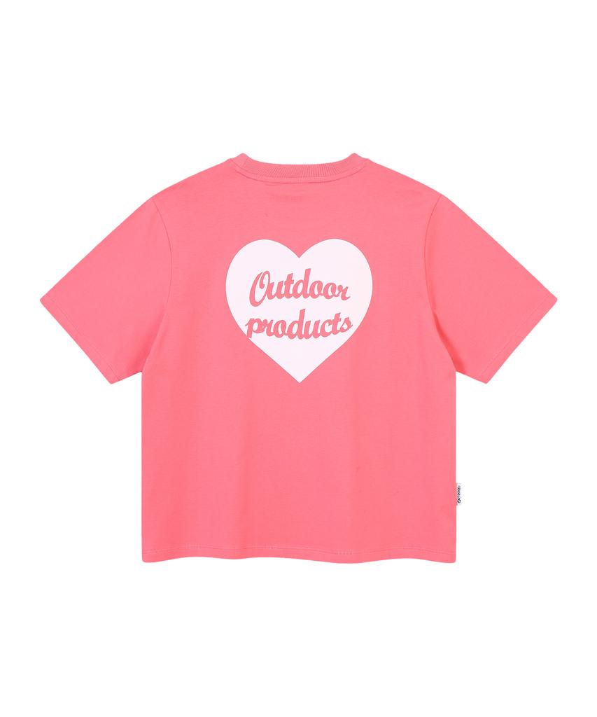OUTDOOR PRODUCTS W Heart Logo Half Sleeves (Light Pink)