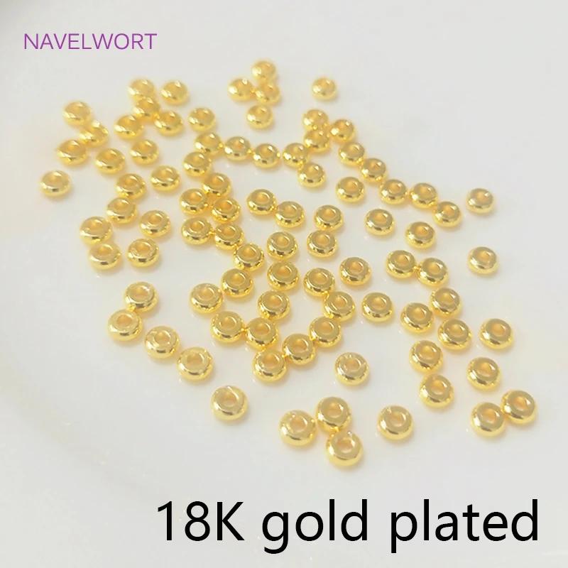 

18k Gold Plated Spacer Beads Beads For Beading Jewelry Fittings,For Bracelet Making,DIY Jewellery Making Supplies Wholesale 3 mm - 50 pieces