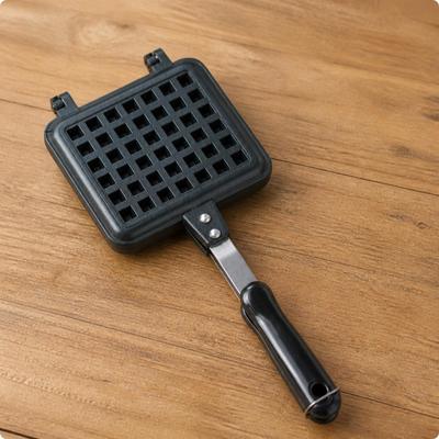 Molde para Hornear Gofres Portátil para Estufa de Hierro Fundido para Cocineros Caseros