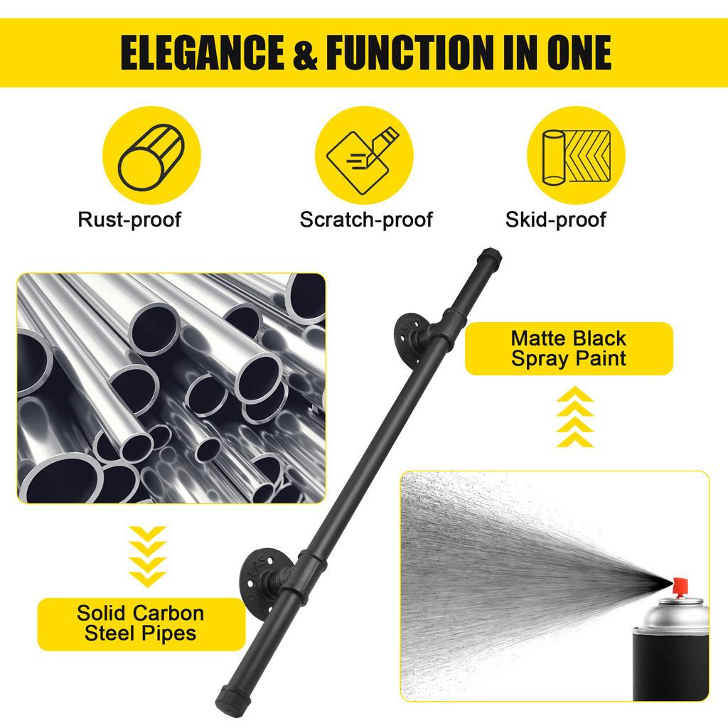 Stairs Steps Metal Handrails Non-Slip Easy Install Stairs Porch Deck Hand Rail Outdoor Indoor Stairs Porch Deck Hand Rail