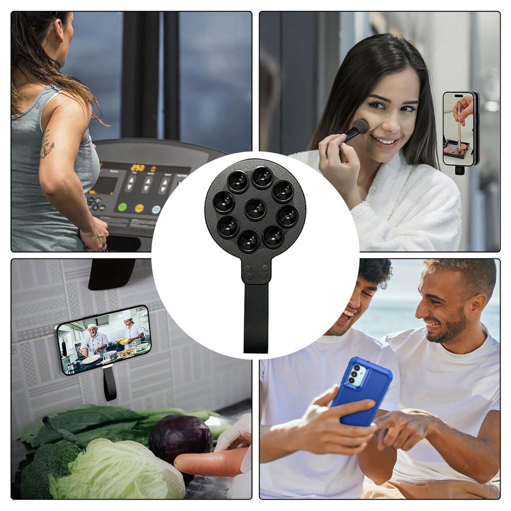 Magnetic Suction Cup Phone Mount with Hand Strap Silicone Suction Phone Case Stand Mirror Shower Phone Holder for iPhone 15 Pro